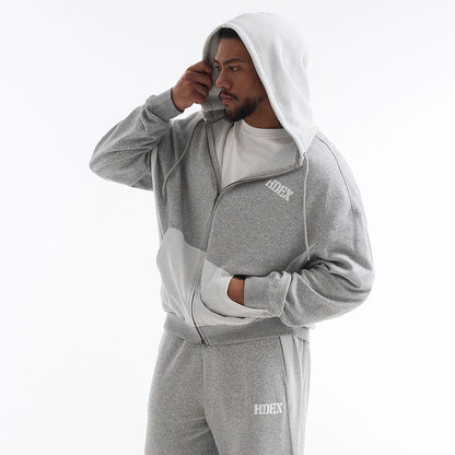 【新品早鳥優惠】Core Reverse Giant Fit撞色連帽拉鍊外套 麻花灰