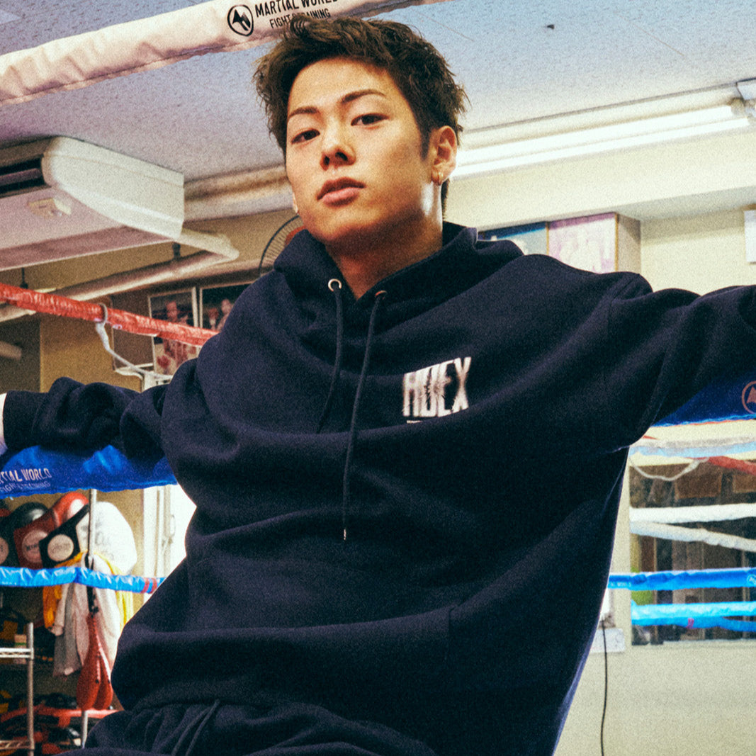 Crack Printed 運動連帽長袖上衣 深藍色