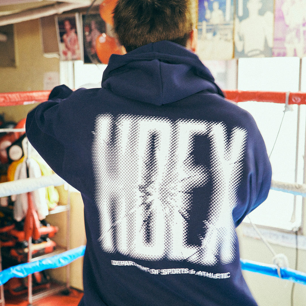 Crack Printed 運動連帽長袖上衣 深藍色