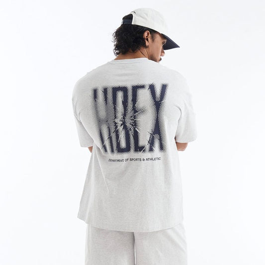 【新品早鳥優惠】Crack Printed Over Fit 休閒短袖上衣 麻灰白