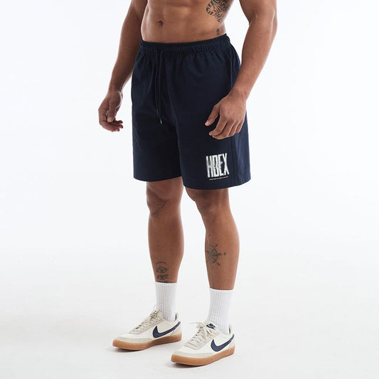 【新品早鳥優惠】Crack Printed 休閒棉質短褲 海軍藍