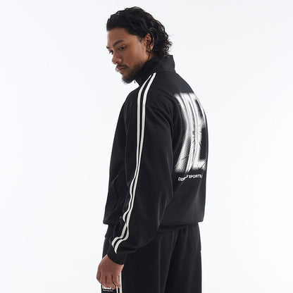 【新品早鳥優惠】Crack Printed 滾邊運動休閒外套 黑色