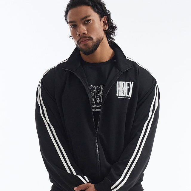 【新品早鳥優惠】Crack Printed 滾邊運動休閒外套 黑色