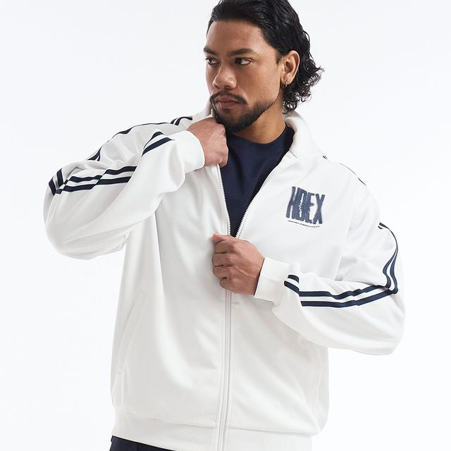 【新品早鳥優惠】Crack Printed 滾邊運動休閒外套 白色