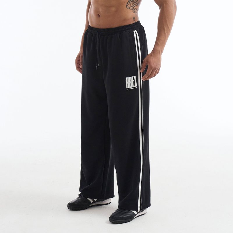 【新品早鳥優惠】Crack Prinred 滾邊運動長褲 黑色