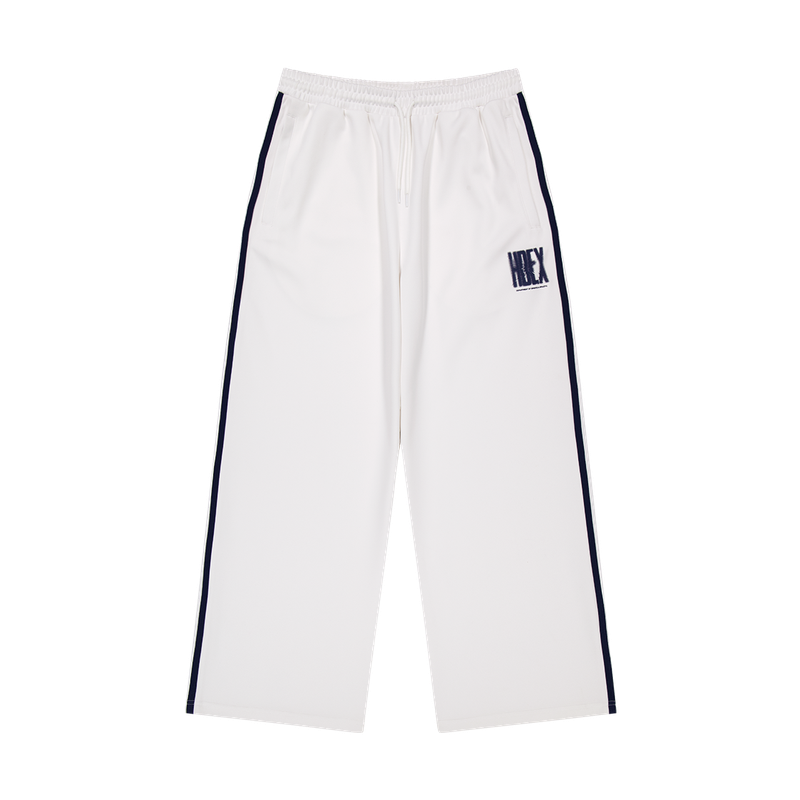 【新品早鳥優惠】Crack Prinred 滾邊運動長褲 白色