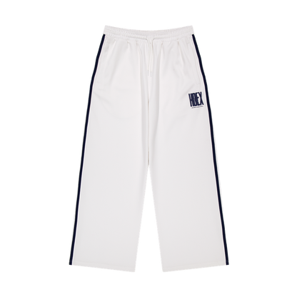 【新品早鳥優惠】Crack Prinred 滾邊運動長褲 白色