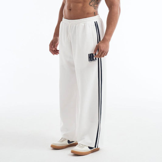 【新品早鳥優惠】Crack Prinred 滾邊運動長褲 白色