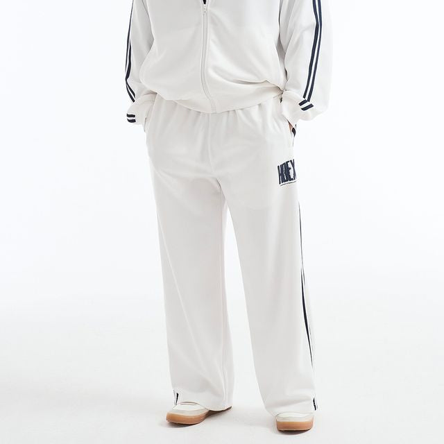 【新品早鳥優惠】Crack Prinred 滾邊運動長褲 白色