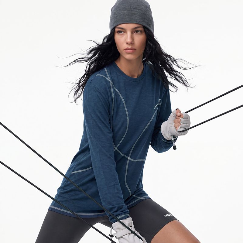 Curve Stitch Running 運動長袖上衣 深藍色(男女同款)