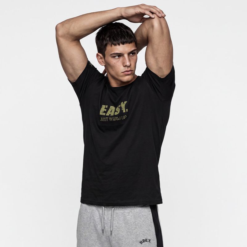 EJWU Muscle Fit 修身短袖上衣 黑色