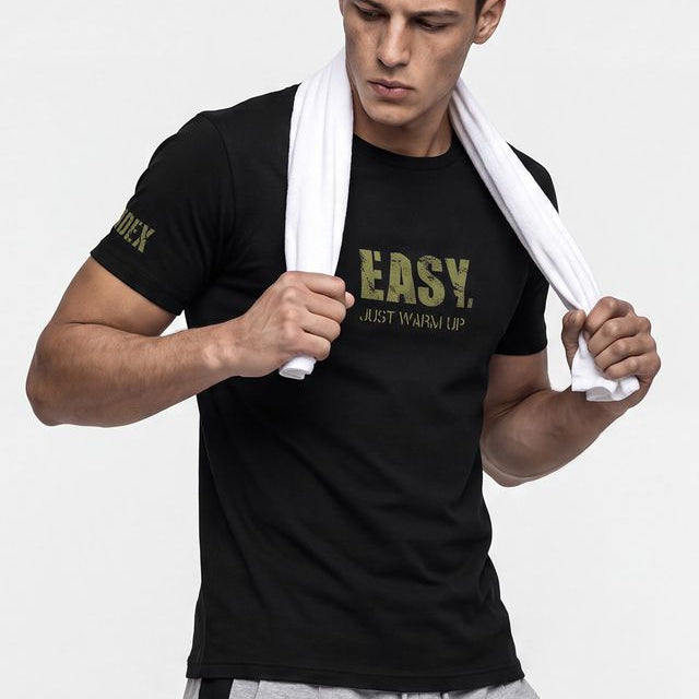 EJWU Muscle Fit 修身短袖上衣 黑色