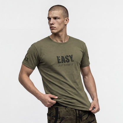 EJWU Muscle Fit 修身短袖上衣 卡其綠