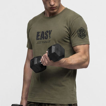 EJWU Muscle Fit 修身短袖上衣 卡其綠