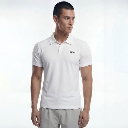 EZ Muscle Fit 莫代爾棉立領Polo衫 白色