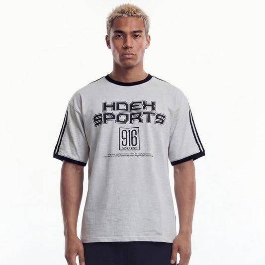 【新品早鳥優惠】Free Ringer Over Fit 滾邊撞色短袖上衣 麻灰白(男女同款)