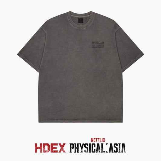 《體能之巔：亞洲大挑戰》水洗復古純棉短袖上衣 炭灰色