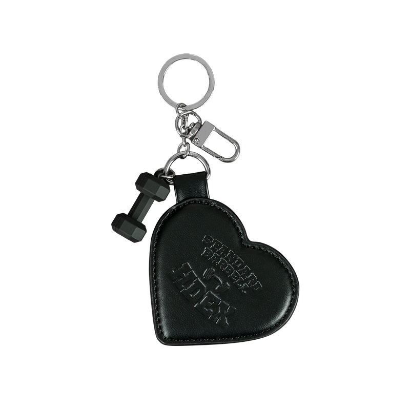 皮革愛心鏡面鑰匙圈 黑色