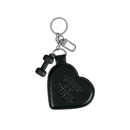 皮革愛心鏡面鑰匙圈 黑色
