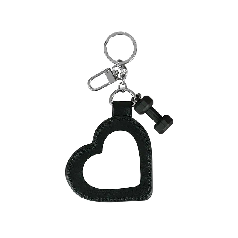 皮革愛心鏡面鑰匙圈 黑色