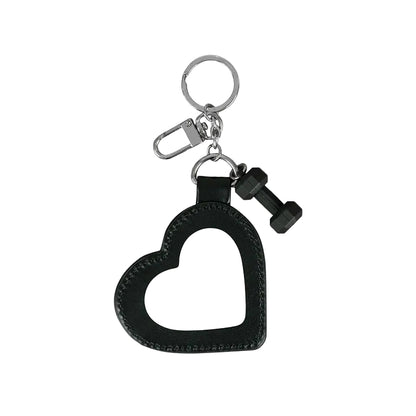 皮革愛心鏡面鑰匙圈 黑色
