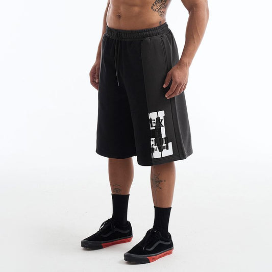 【新品早鳥優惠】Lift Damage 撞色拼接百慕達運動短褲 黑色