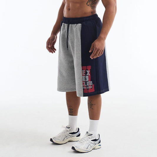 【新品早鳥優惠】Lift Damage 撞色拼接百慕達運動短褲 麻花灰