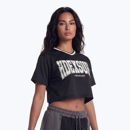 【新品早鳥優惠】Mega Wide 透氣網眼短版運動上衣 黑色