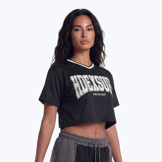 【新品早鳥優惠】Mega Wide 透氣網眼短版運動上衣 黑色