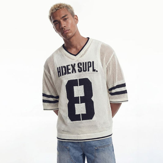 【新品早鳥優惠】Number 8 透肌洞洞針織短袖上衣 白色(男女同款)