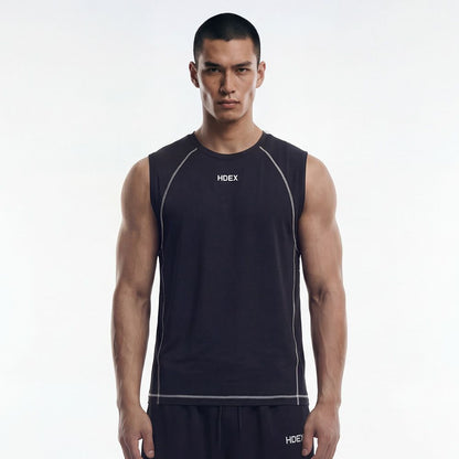 Pro Muscle Fit 滾邊貼身快乾運動背心 黑色
