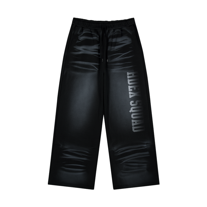 【新品早鳥優惠】Squad 刷色寬版運動長褲 黑色