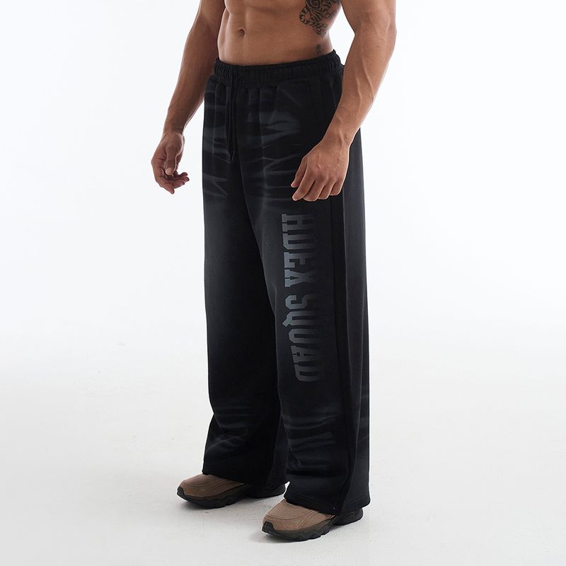 【新品早鳥優惠】Squad 刷色寬版運動長褲 黑色