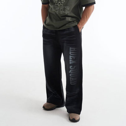 【新品早鳥優惠】Squad 刷色寬版運動長褲 黑色