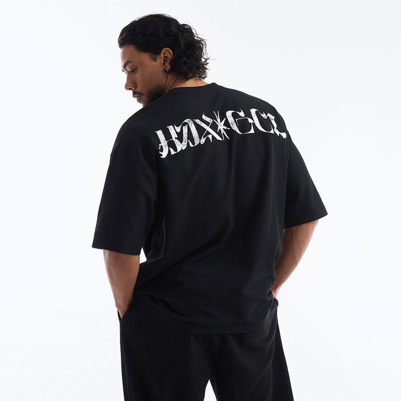 【新品早鳥優惠】Textured Giant Fit 華夫格短袖上衣 黑色