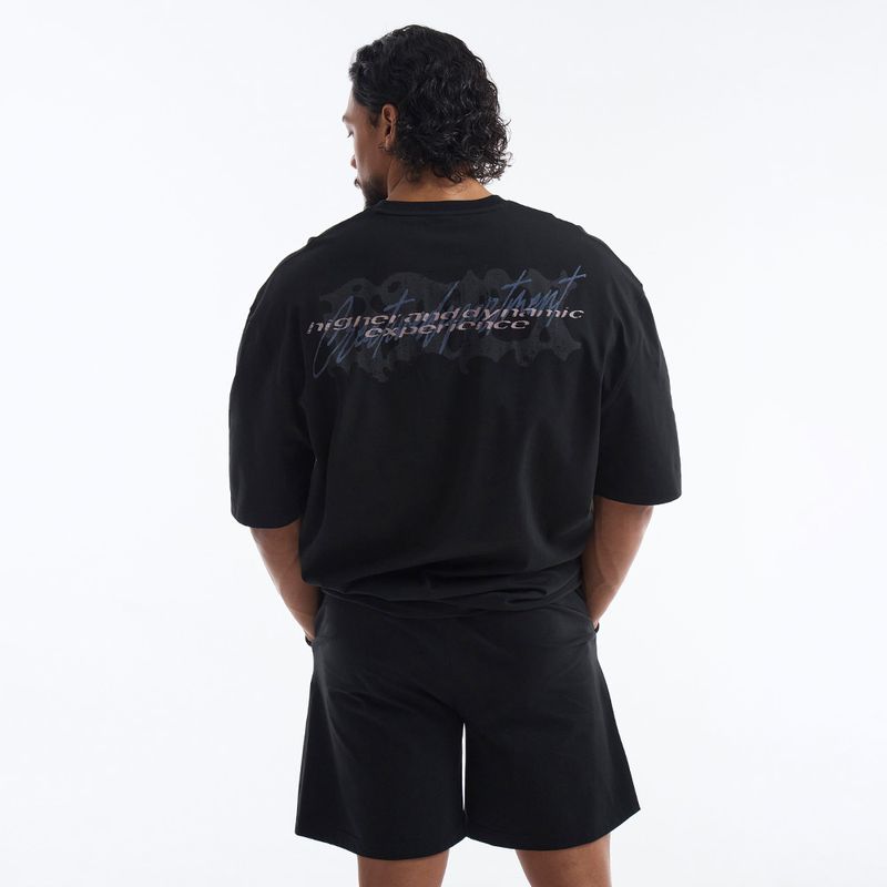 【新品早鳥優惠】Wild Letter Giant Fit 純棉短袖上衣 黑色