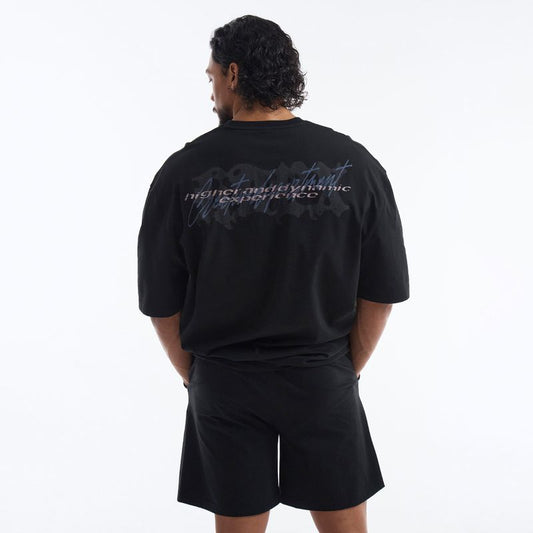 【新品早鳥優惠】Wild Letter Giant Fit 純棉短袖上衣 黑色