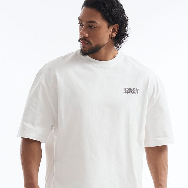 Wild Letter Giant Fit 純棉短袖上衣 白色