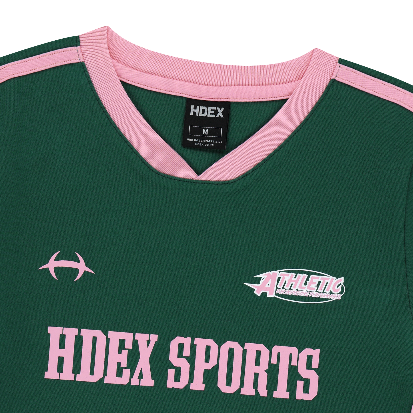 Sporty Ringer V領撞色短版運動上衣 深綠色