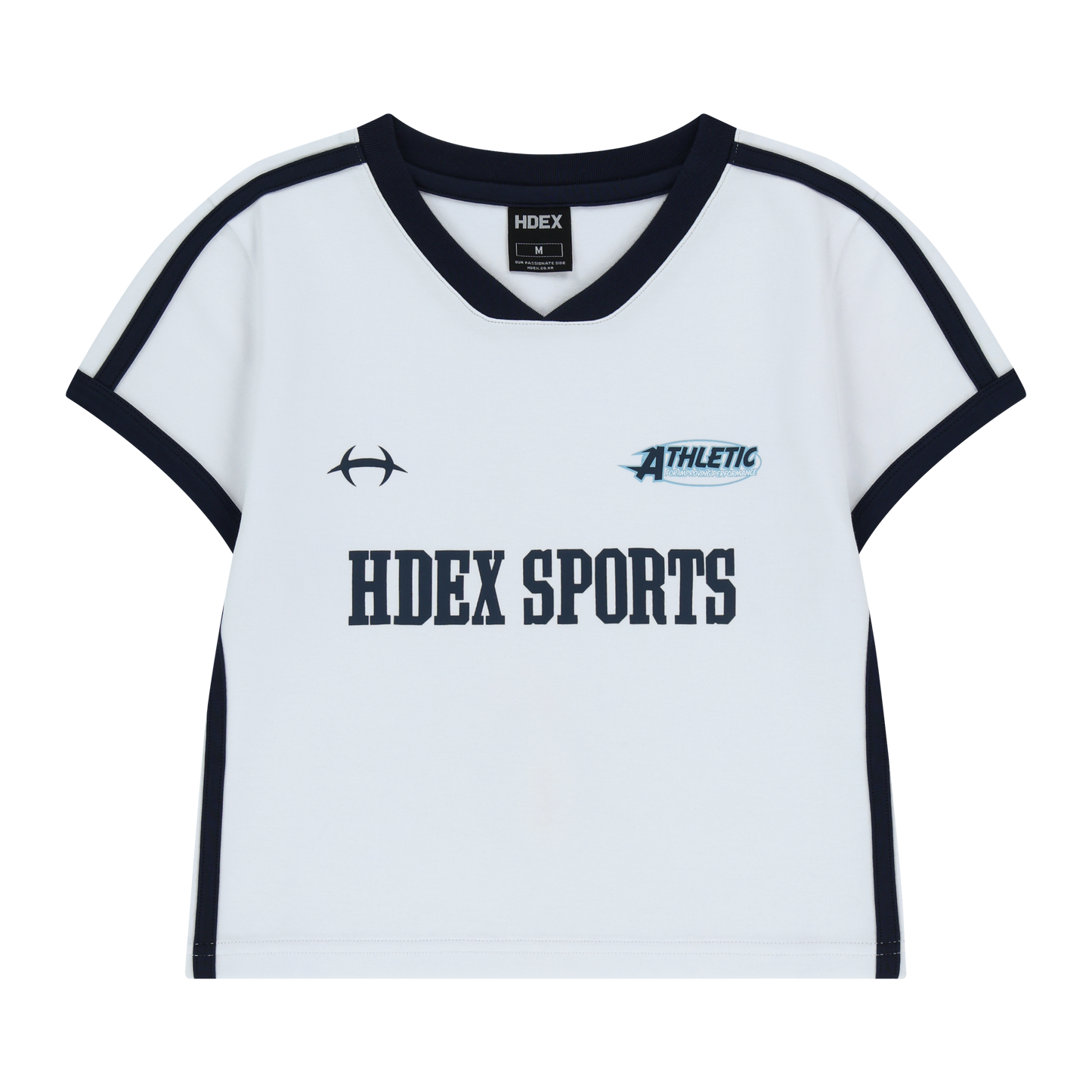 Sporty Ringer V領撞色短版運動上衣 白色