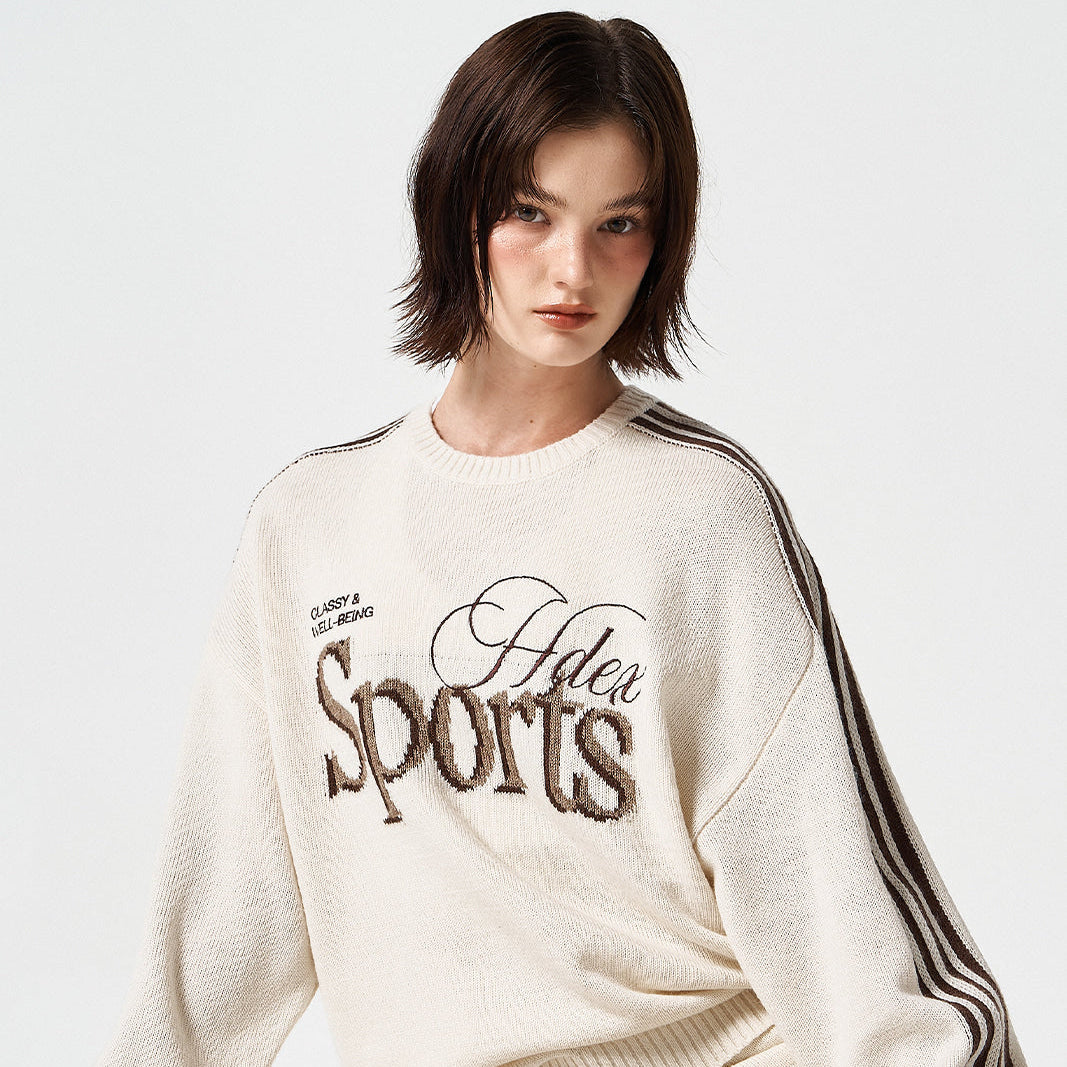 【早鳥優惠】Womens 滾邊休閒寬鬆混羊毛針織上衣 象牙白