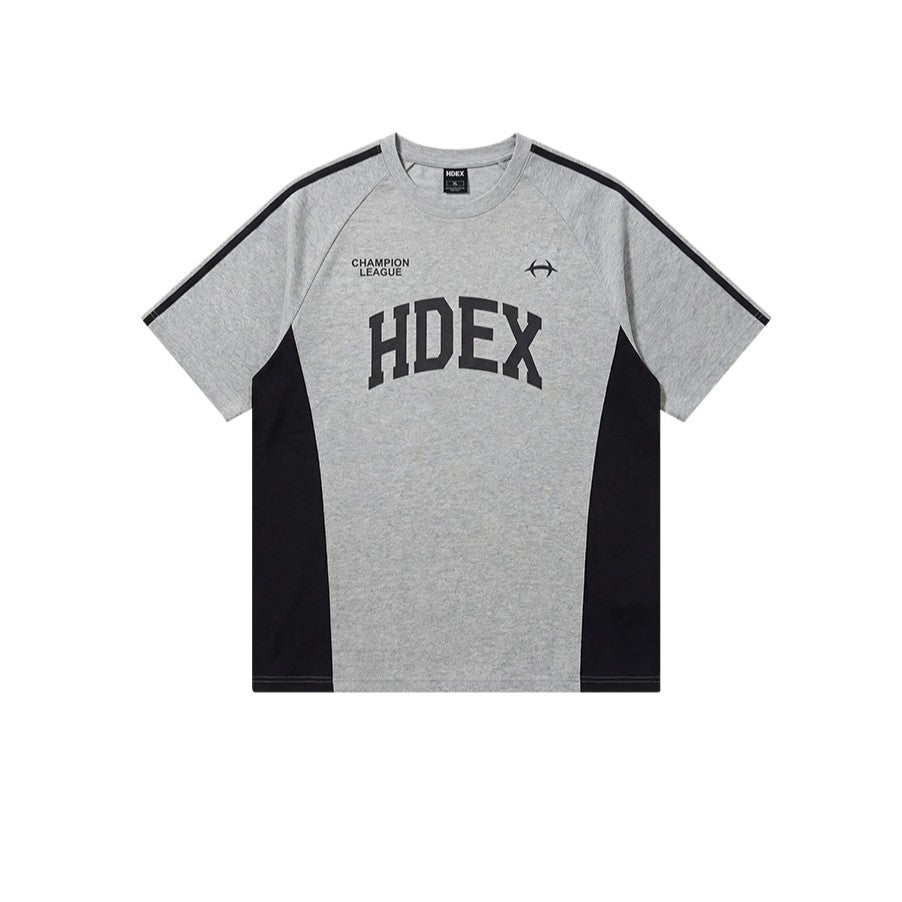 Side Color Block 滾邊撞色棉質運動上衣 麻花灰