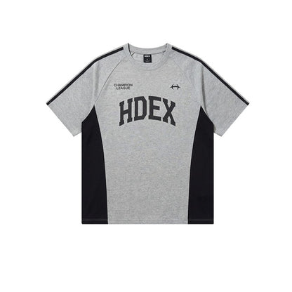 Side Color Block 滾邊撞色棉質運動上衣 麻花灰