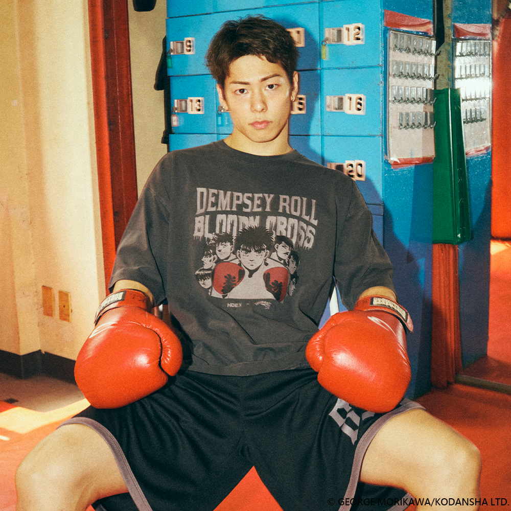 HDEX x 第一神拳 復古休閒短袖上衣 水洗深灰色