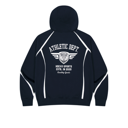 【早鳥優惠】Winged Logo Color Block 滾邊運動連帽上衣 深藍色(男女同款)