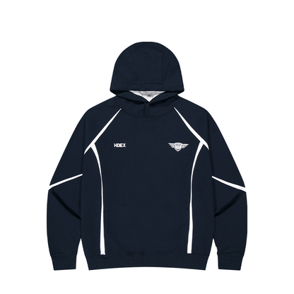 【早鳥優惠】Winged Logo Color Block 滾邊運動連帽上衣 深藍色(男女同款)