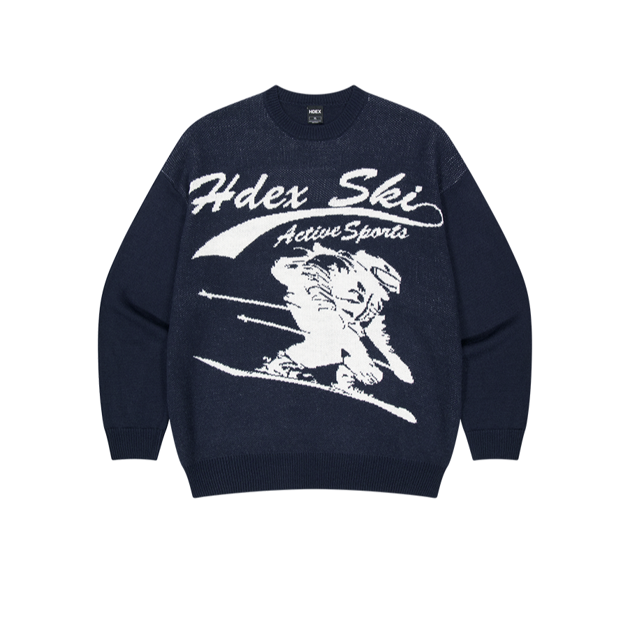 【早鳥優惠】Over Fit Ski  混羊毛針織毛衣 深藍色(男女同款)