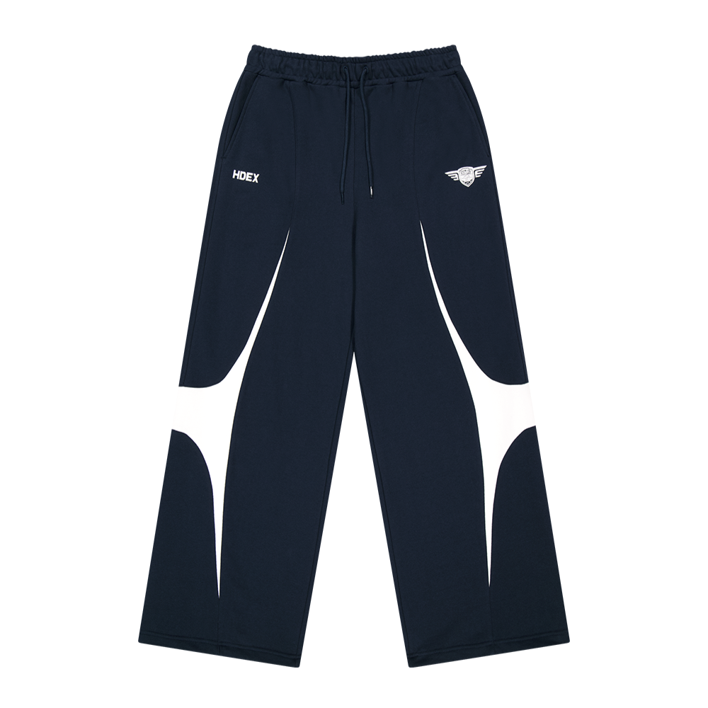 【早鳥優惠】Winged Logo Color Block 寬鬆運動長褲 深藍色(男女同款)