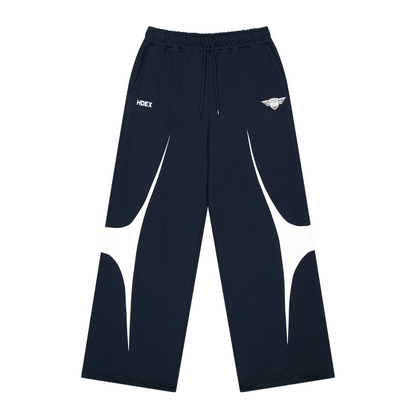 【早鳥優惠】Winged Logo Color Block 寬鬆運動長褲 深藍色(男女同款)