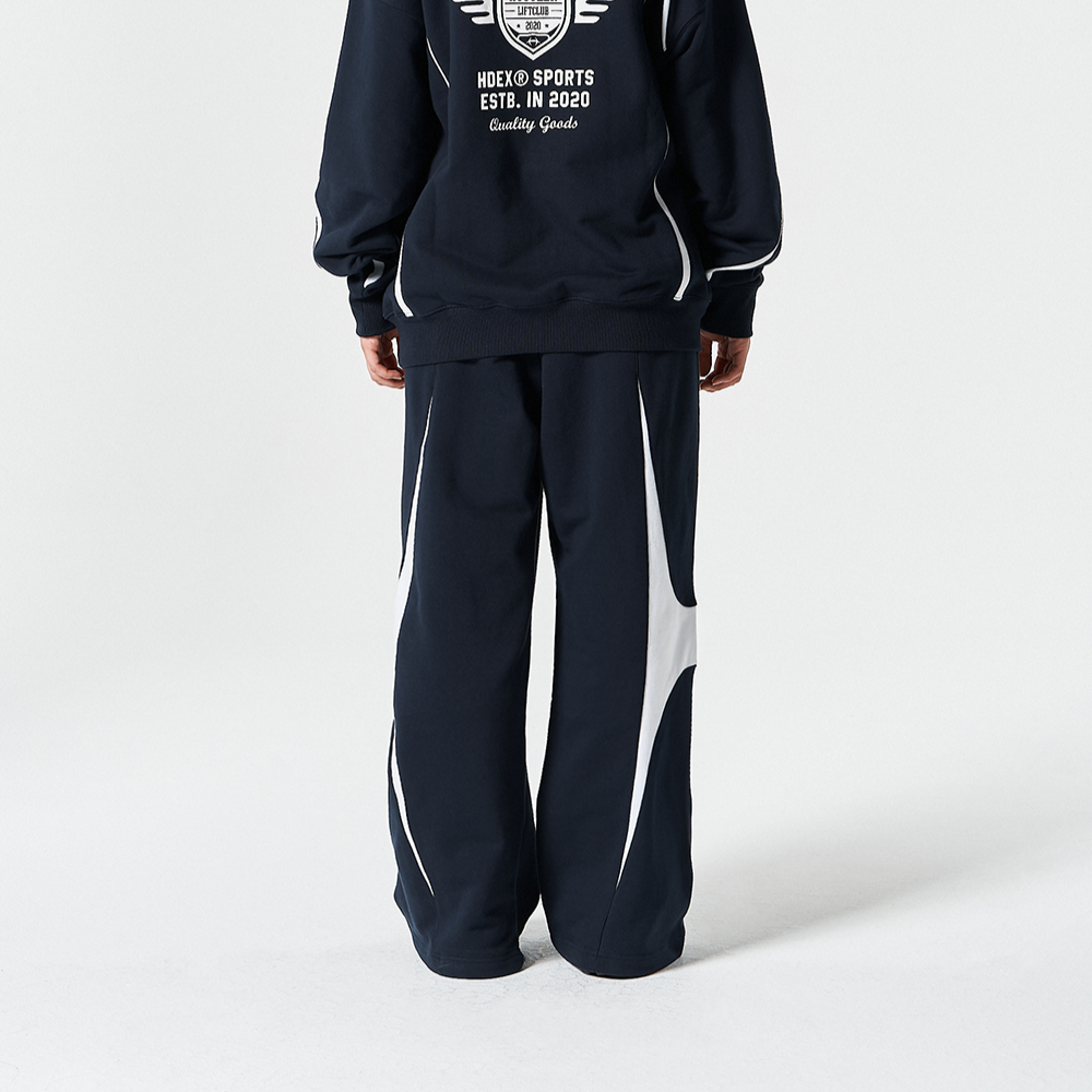 【早鳥優惠】Winged Logo Color Block 寬鬆運動長褲 深藍色(男女同款)